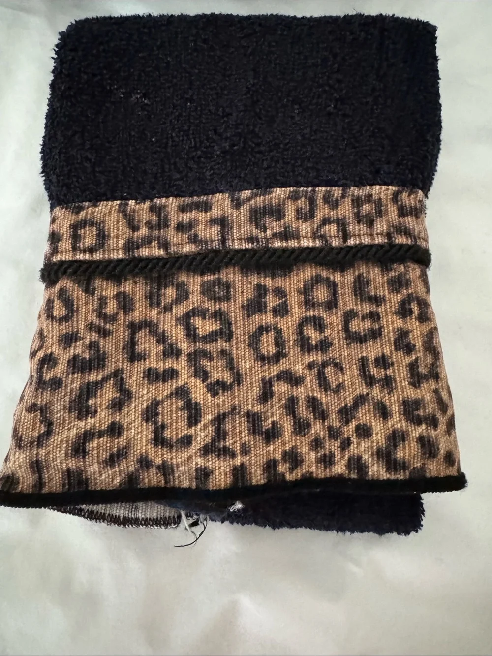 VTG Sears Set of 4 Leopard Print Hand Towels Black Trim Animal Safari Boho